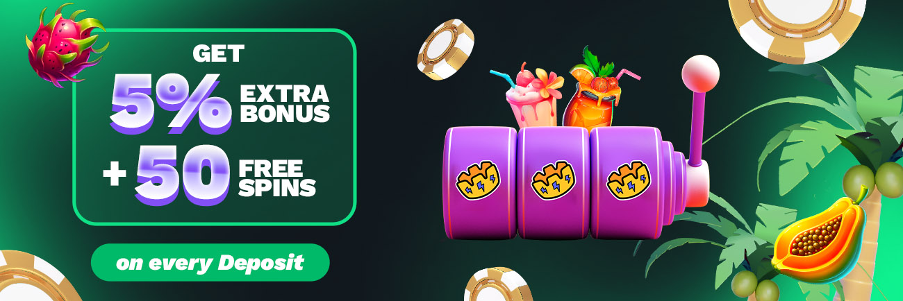 Heatwave Bonus Alert at Jackpotter - get 5 % Extra Bonus + 50 FS on every Deposit
